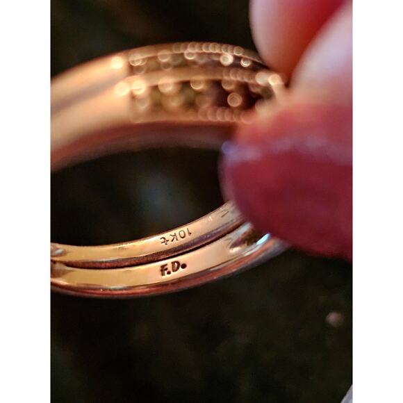 Frederick Goldman 10K rose gold black diamond wedding set princess cut - Picture 2 of 6